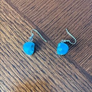 Blue Skull Bead Dangle Earrings